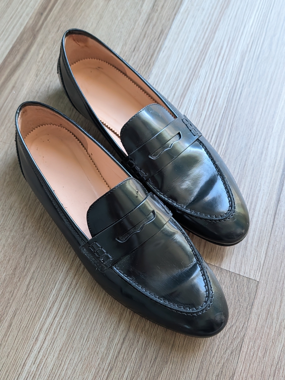 Women's Black Leather Penny Loafers- J Crew